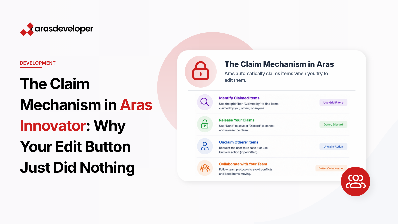 Aras Innovator edit interface showing claimed items